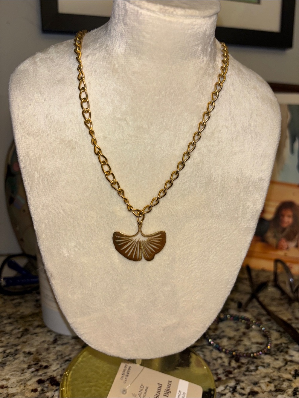 Gold-Tone Fan Pendant Chain Necklace - Toggle closure